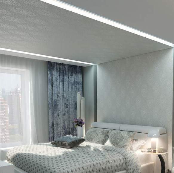 выделить зону пространства помогут тканевые натяжные потолки и стены Тканевые натяжные потолки